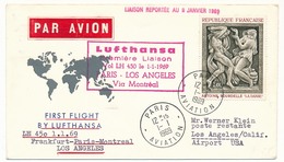 FRANCE - Enveloppe - Premier Vol PARIS => LOS ANGELES - Lufthansa LH 450 - 1959 - Premiers Vols