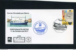 EXFILNA 2017 - MATASELLOS CORREO AMBULANTE EN BARCO - DE PORTUGALETE A GETXO - EN EL TXIMBITO. EDICIÓN LIMITADA - Feuillets Souvenir