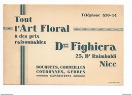 CARTE  De VISITE  NICE Tout L'art Floral FIGHIERA - Cartes De Visite