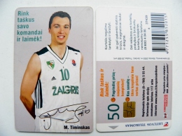 Chip Phone Card From Lithuania Basketball Player Zalgiris Kaunas Team Timinskas - Lituanie