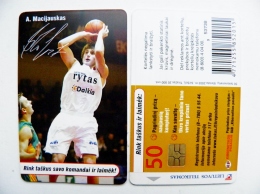 Chip Phone Card From Lithuania Basketball Player Lietuvos Rytas Vilnius Team Macijauskas - Lituanie