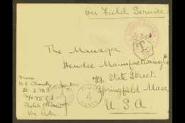 5151 1916 CENSOR COVER A Delightful Stampless Envelope To The Hendee Manufacturing Company (Later Became The Indian Moto - Aden (1854-1963)