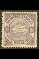 5227 NEW SOUTH WALES 1890 5s Lilac Perf 11, SG 263a, Mint Lightly Hinged. A Beauty. For More Images, Please Visit Http:/ - Other & Unclassified