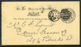 5246 VICTORIA 1894 OHMS Printed Reply Postcard From Post Office & Telegraph Department Showing A Fine FRANK STAMP In Bla - Other & Unclassified