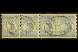 5266 1913-14 6d Ultramarine Kangaroo, SG 9, A Used Strip Of Four With Oval "REGISTERED / PERTH" Cancels Of 06 SP 13, The - Other & Unclassified