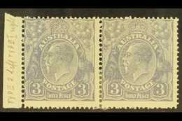 5290 1926 3d Dull Ultramarine, Mullet Printing, Horizontal Type B/A Marginal Pair, ASAC 105c, Fine Mint. For More Images - Other & Unclassified