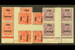 5300 1930 SURCHARGES 2d On 1½d, Ash Imprint Blocks Of Four, N Over N Never Hinged Mint, N Over A Lightly Hinged, 5d On 4 - Other & Unclassified