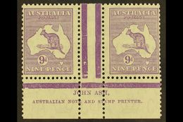 5307 1932 9d Violet Roo (SG 133), ASH IMPRINT PAIR, Plate 3 - First State, BW 29z, Mint (stamps Never Hinged). For More  - Other & Unclassified