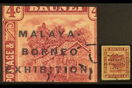 5552 1922 4c Claret Malaya-Borneo Exhibition With Broken "N" Variety, SG 54c, Fine Used. For More Images, Please Visit H - Brunei (...-1984)