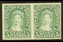 5599 1860 5c Green PLATE PROOF PAIR On India Paper. Stunning (pair) For More Images, Please Visit Http://www.sandafayre. - Other & Unclassified