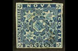 5650 1851-60 3d Bright Blue, SG 3, Fine Used With Four Margins And Light Barred Cancel. Royal Photo Certificate. For Mor - Other & Unclassified