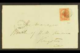 5660 1855 (9 Mar) Wrapper From London (Ontario) To Kingston (Ontario) Bearing A Lovely 1852 3d Red With 4 Margins, Tied  - Other & Unclassified