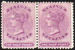 5723 1863 ½d Dull Mauve, Wmk CC, Perf 12?1, SG 48, Very Fine Mint Pair. For More Images, Please Visit Http://www.sandafa - Ceylon (...-1947)