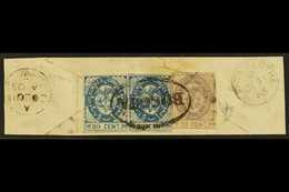 5782 1865 10c Violet & 20c Blue Horizontal Pair (Scott 38/39) Tied Together On Large Piece / Cover Fragment By Full Oval - Colombia