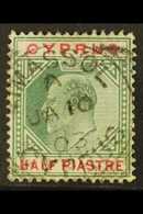 5872 1902-04 ½pi Green & Carmine LARGE "S" IN "PIASTRE" Variety, SG 50a, Fine Used. For More Images, Please Visit Http:/ - Other & Unclassified