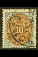 5910 1873-1902 10c Bistre Brown And Blue, Frame Inverted, SG 23a, Showing Line Through "1" (Facit V15), Fine With Part S - Danish West Indies