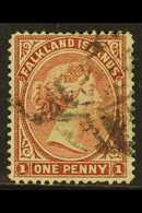 5988 1878 - 79 1d Claret, Without Wmk, SG 1, Good Used, Somewhat Smudgy Cancel But Still A Bright Stamp. For More Images - Falkland Islands