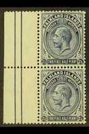 6007 1921-38 2½d Deep Steel Blue, SG 76b, Superb Mint (one Stamp Never Hinged) Left Marginal Vertical PAIR, The Top Stam - Falkland Islands