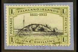 6009 1933 1s Black And Olive Green Centenary, SG 134 Superb Used On Piece. For More Images, Please Visit Http://www.sand - Falkland Islands