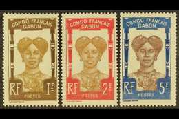 6126 GABON 1910 1f Bistre & Brown, 2f Brown & Carmine And 5f Chocolate & Blue Bantu Woman 'Congo Francais Gabon' Top Val - Other & Unclassified