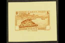 6128 GABON 1932-33 "Log Raft On The River Ogowe" With Value Tablet Blank, IMPERF DIE PROOF In Brown On Gummed Paper, Ver - Other & Unclassified