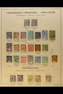 6138 INDO-CHINA 1886-1908 OLD MOSTLY USED COLLECTION On Pages, Inc 1892-96 Tablets Used Set To 1f, Plus COCHINCHINE 1886 - Other & Unclassified