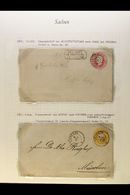 6265 SAXONY POSTAL STATIONERY ENVELOPES 1862-1868 Used Collection On Leaves, Inc 1862 1ngr (x2) & 3ngr King, 1863-65 ½ng - Other & Unclassified