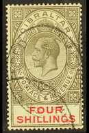 6340 1921-27 4s Black & Carmine, SG 100, Very Fine Used With Two Oval "Registered" Cancels, Fresh. For More Images, Plea - Gibraltar