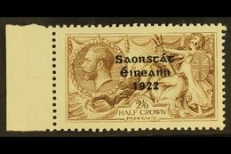 6630 1922 2s 6d Pale Brown, 3 Line Thom Ovpt, Variety "Corner Re-entry", Hib. T59ca (SG 64 Var), Very Fine Mint Marginal - Other & Unclassified