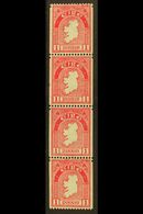 6666 1933 COIL STAMP 1d Carmine, Perf 15 X Imperf (single Perf), Strip Of Four Fine Mint, Two Are Never Hinged, Well Cen - Other & Unclassified