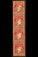 6676 1940 COIL STAMP 1d Carmine, Perf 14 X Imperf, SG 112b, Fine Cds Used Strip Of Four. For More Images, Please Visit H - Other & Unclassified