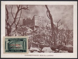 6735 POLISH CORPS IN ITALY 1954 10th Anniversary Of Monte Cassino, 45gr Dark Green , Variety "ovptd In Vermilion", Sass  - Unclassified