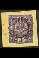 6739 TRENTINO-ALTO ADIGE 19183h Violet, Variety "overprint Inverted", Sass 1b, Very Fine Used On Piece, Signed Sorani. C - Unclassified