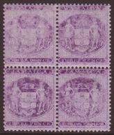 6781 1874 POSTAL FISCAL 3d Purple On Lilac SG F6, Mint Block Of Four With Three Being NHM, Usual Rubbing.  For More Imag - Jamaica (...-1961)