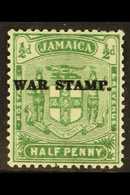 6784 1916 (APR-SEPT) ½d Yellow-green War Stamp With "OVERPRINT DOUBLE" Variety, SG 68b, Fine Mint. For More Images, Plea - Jamaica (...-1961)