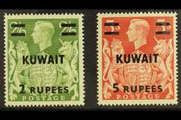 6884 1948-49 2r On 2s6d Yellow-green & 5r On 5s Red Overprints, SG 72/73, Very Fine Mint, Both Showing 'T' GUIDE MARK Va - Kuwait