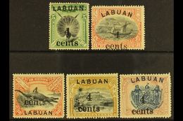 6892 1904 "4 Cents" Surcharges - 4c On 5c (SG 129), Plus 4c On 8c To 4c On 24c (SG 131/34), Fine Mint. (5 Stamps) For Mo - North Borneo (...-1963)
