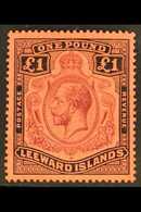 6910 1921-32 £1 Purple & Black / Red, SG 80, Fine Mint Bearing An Unlisted Damage To Scroll Variety For More Images, Ple - Leeward  Islands