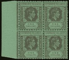 6913 1942 1s Black And Grey / Emerald, SG 110bb, Very Fine Mint BLOCK OF 4 With Sheet Margin At Left. A Very Scarce Mult - Leeward  Islands