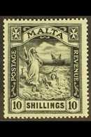 7102 1921 10s Black, St Paul, Wmk Script, SG 104, Very Fine And Fresh Mint. For More Images, Please Visit Http://www.san - Malta (...-1964)