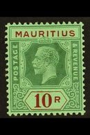 7148 1921-34 10r Green & Red/emerald (Die II), SG 241, Fine Mint For More Images, Please Visit Http://www.sandafayre.com - Mauritius (...-1967)