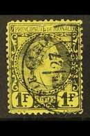 7157 1885 1fr Black On Yellow, Prince Charles, Yv 9, Fine Used. For More Images, Please Visit Http://www.sandafayre.com/ - Other & Unclassified