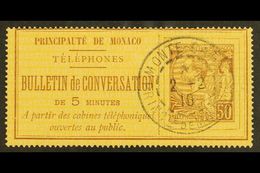 7177 TELEPHONE STAMP. 1886 50c Brown On Yellow, Yvert 1, Very Fine Used. Scarce. For More Images, Please Visit Http://ww - Other & Unclassified