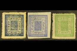 7221 1898-1903 Pin-perf Basic Set, 1a Blue, 2a Violet And 4a Yellow-green (SG 18, 20/21, Scott 18/19 & 22, Hellrigl 19,  - Nepal