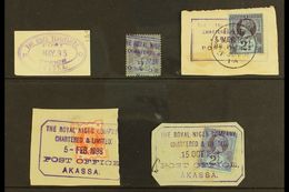 7331 NIGER COMPANY TERRITORIES - AKASSA 1889-99 SELECTION On A Stock Card. Includes A 2½d Bearing Part 1895-99 Handstamp - Other & Unclassified