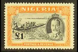 7338 1936 £1 Black And Orange, SG 45, Mint With Good Colour, Small Area Of Black Paper Adhered To Gum. For More Images,  - Nigeria (...-1960)