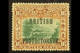 7353 1901 16c Green And Chestnut Railway Train, Perf 14½ - 15, Ovptd British Protectorate, SG 136a, Very Fine And Fresh  - North Borneo (...-1963)