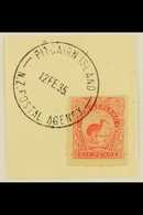 7466 1907 FORERUNNER 6d Kiwi Of New Zealand, SG 376, Tied To A Piece With Very Fine Full "PITCAIRN ISLAND" Cds Cancel Of - Pitcairn Islands