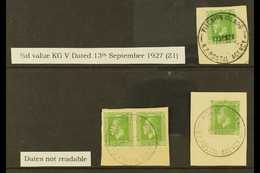 7467 1915-29 ½d KGV Of New Zealand With "PITCAIRN ISLAND" Cds Cancels On-piece Group, SG Z1, One With Very Fine Complete - Pitcairn Islands