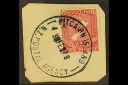 7470 1923 1d Carmine "Map" Of New Zealand, Tied To A Piece By Very Fine Full "PITCAIRN ISLAND" Cds Cancel Of 3 FE 28, SG - Pitcairn Islands